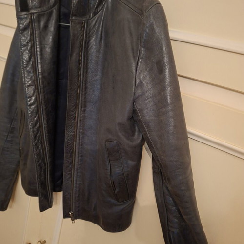 French Connection Rider leather jacket used, black, size M