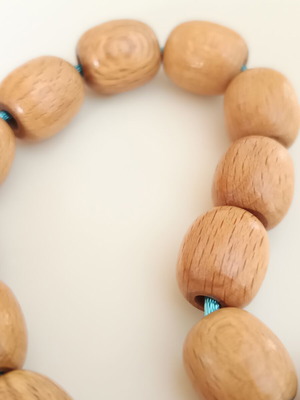 Handmade Begleri Worry Beads from Natural Beech Wood, 13+1 Beads