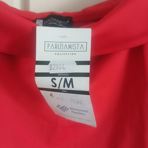 Red dress new with crossover opening and open shoulders