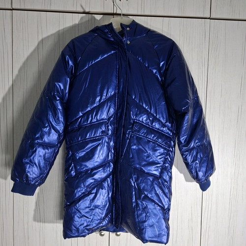 Sinsay puffer jacket used, kids/teens, electric blue with hood