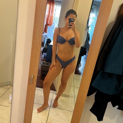 Luigi high-waisted bikini set blue, like new, top M bottom S