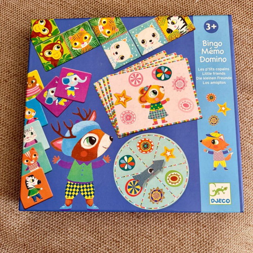 Djeco 3-in-1 board game like new: domino, memory and bingo