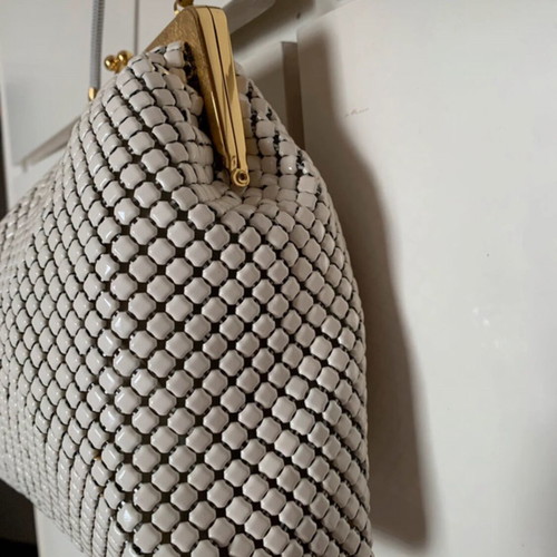 Vintage evening bag white, like new, Australian origin with stones