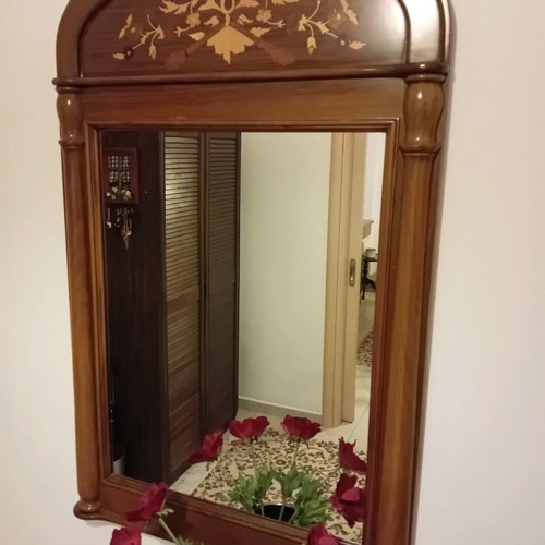Console and mirror set new, handmade solid Greek walnut