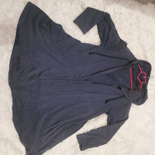 Hooded cardigan like new, thin, long, gray and blue