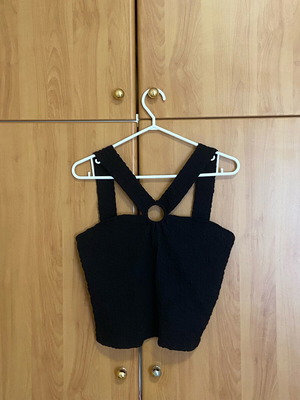 Mango black top new, size large, textured design