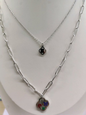 Steel necklace new, colorful and silver, 2 in 1