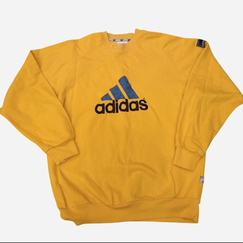 Adidas vintage sweatshirt used, yellow with blue logo, size M