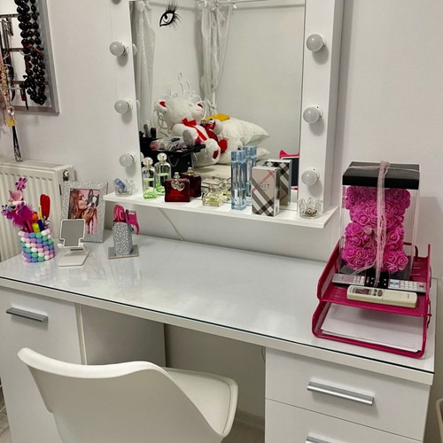 Vanity with mirror and glass new