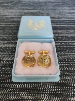 Gold-plated 1967-1974 Greek Junta Cufflinks with Phoenix logo