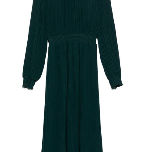 Zara emerald green dress new with stand collar and long sleeve