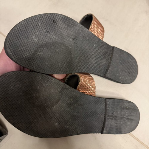 Glamazons leather sandals, black and gold, size 37