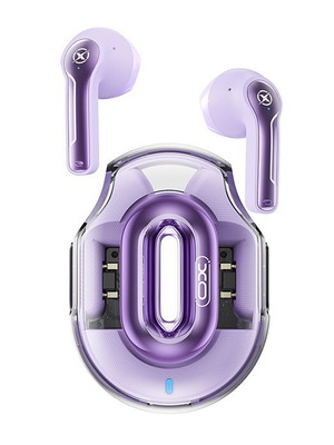 Bluetooth handsfree earbuds XO X43 with charging case, purple