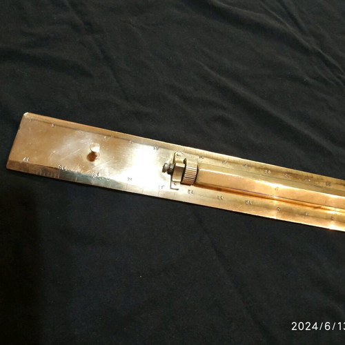 Brass micrometric ruler used, old, rare