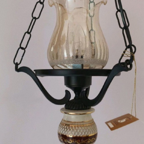 Porcelain Ceiling Light used, hand-painted, 55 cm height