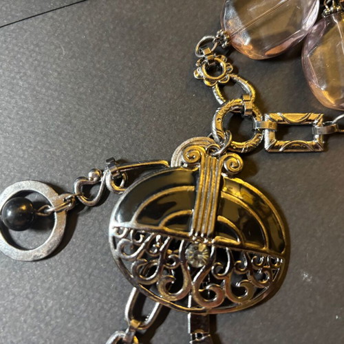 Metal necklace new, vintage style, gun metal color