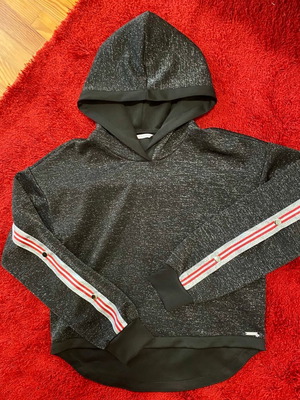 Guess hoodie new, black with shiny silver fabric, size L