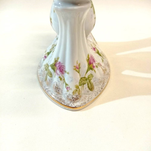Porcelain candlestick Chodziez Poland three-position from the 1970s in excellent condition