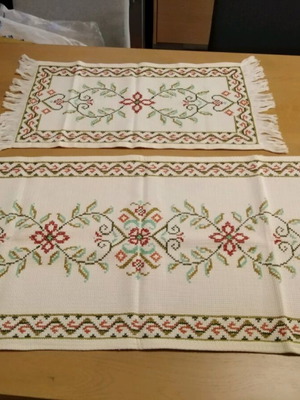 Handmade set of 2 embroidered table runners like new