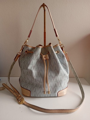La Tour Eiffel crossbody bag used, beige and turquoise
