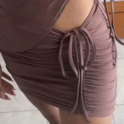 Bubblegun brown skirt with ruching, new with tags