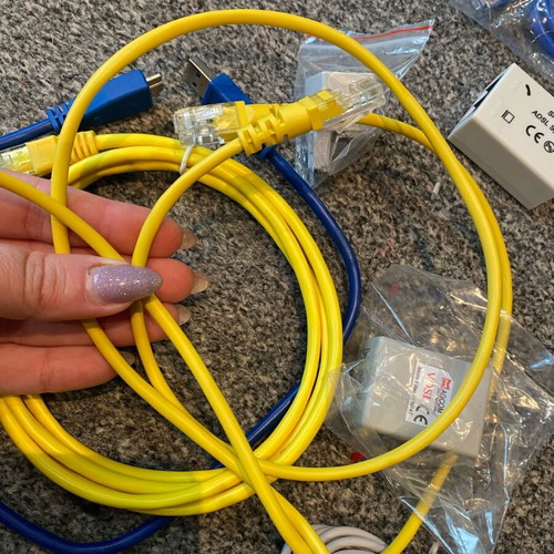 Set of ADSL splitters cables and wires for internet and telephone new