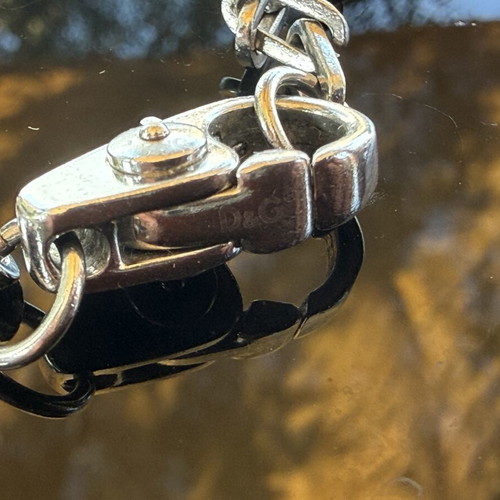 D&G Dolce & Gabbana box chain necklace used, stainless steel, silver