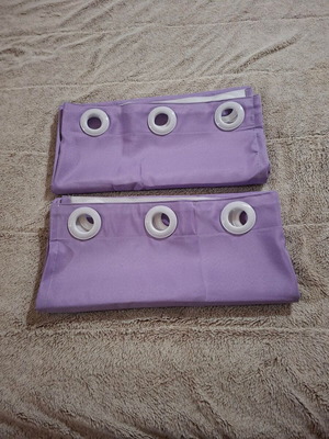 Purple curtains new, set of 2 with rings, polyester