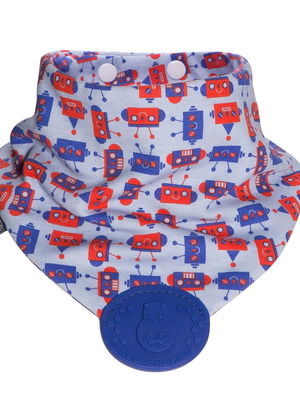 Bumkins Racing Robots Fabric Bandana with Button like new