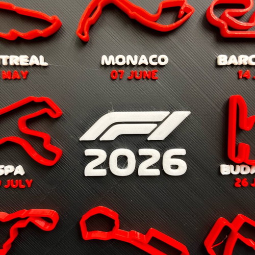 F1 2026 Season Calendar 3D Printed Wall Art new, 25cm x 25cm