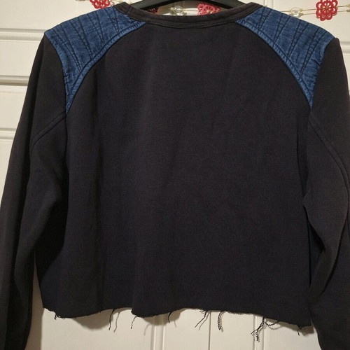 Crop sweatshirt with denim lining used, size M, H&M