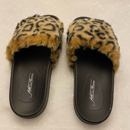 Fift Avenue slippers with fuzzy animal print, new, size 40