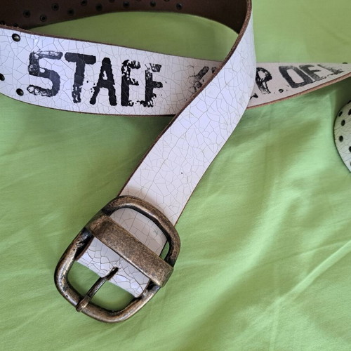 Staff leather belt white like new, size 115