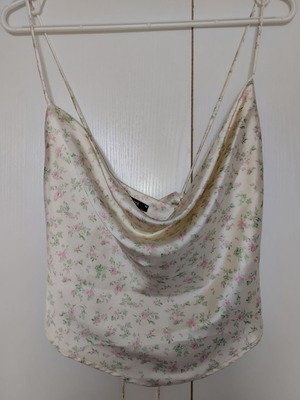 Gina Tricot satin top new with floral pattern and cowl neck