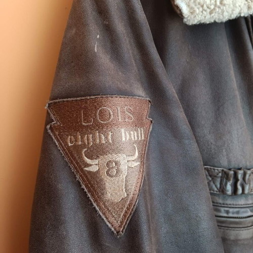 Leather jacket used, authentic leather, brown, size M