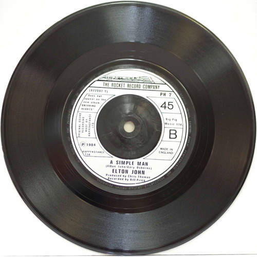 Elton John Sad Songs (Say So Much) & A Simple Man 7'' vinyl used, pop
