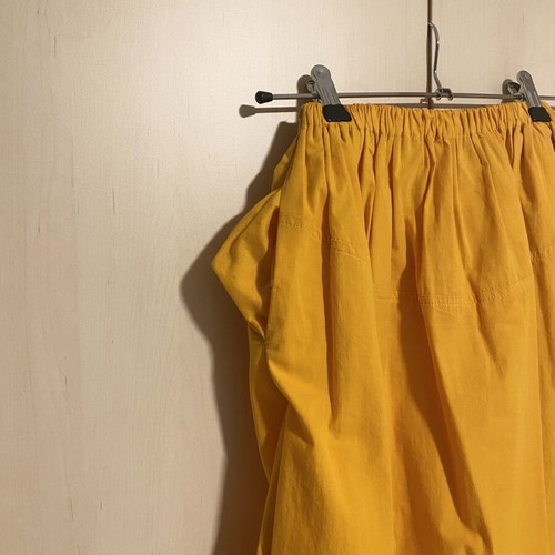 Zara cotton skirt new, yellow and orange, elastic waist, pockets