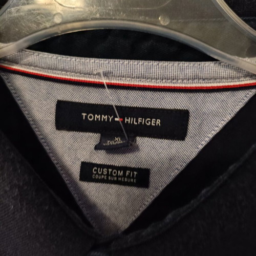 Tommy Hilfiger men's polo shirt XL, navy blue with red details