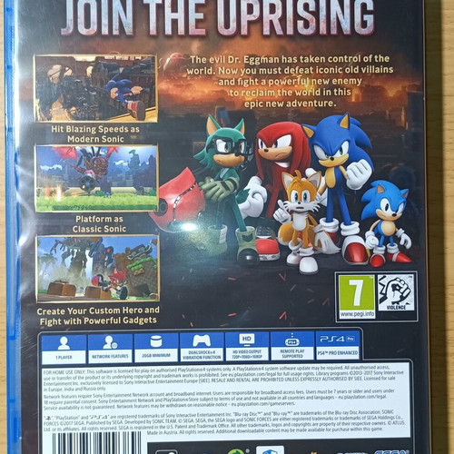 Sonic Forces PS4 game like new