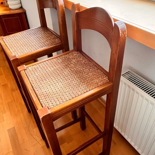 Wooden stools used, set of 2 pieces