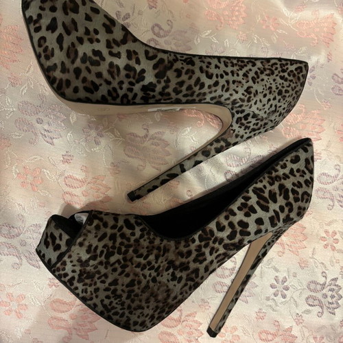 Pony skin leather heels new condition