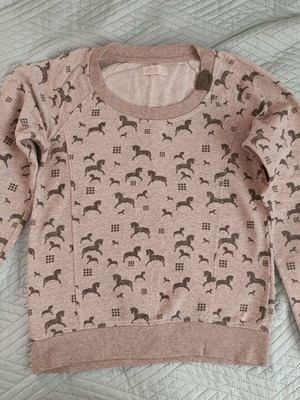 λεπτό φούτερ μπεζ με αλογάκια, Small Pull & Bear
