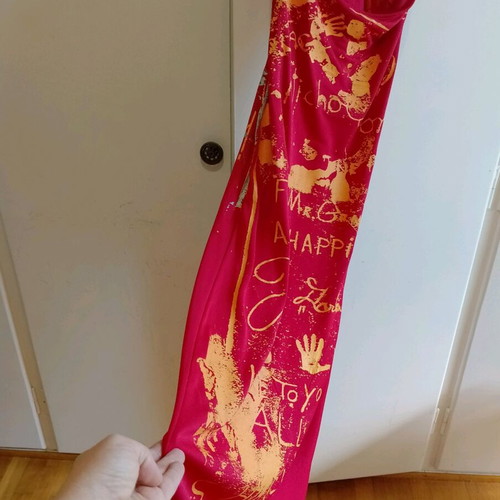 Andy Warhol red dress like new with orange and silver designs