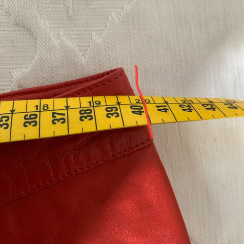 Versace Jeans Couture red leather pants with Medusa embossing, size 31