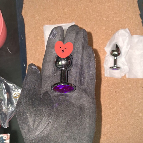 Anal plug with purple crystal, new metal design
