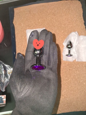 Anal plug with purple crystal, new metal design