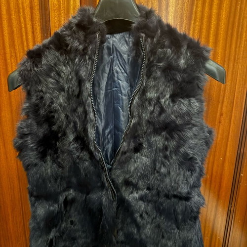 Γιλέκο σκούρο μπλε από γνήσια γούνα size small σαν καινούργιο