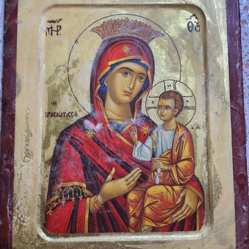 Byzantine icon of Panagia Prousiotissa with gold leaf, new