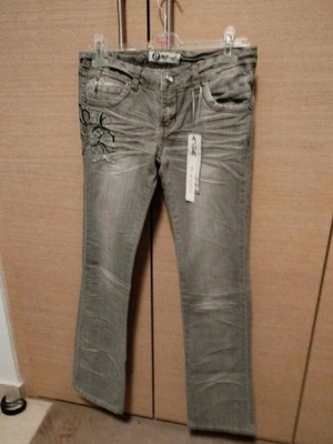 R-ping gray skinny jeans with silver glitter and rhinestones new size M