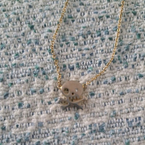 Crescent moon and pirate pendant necklace